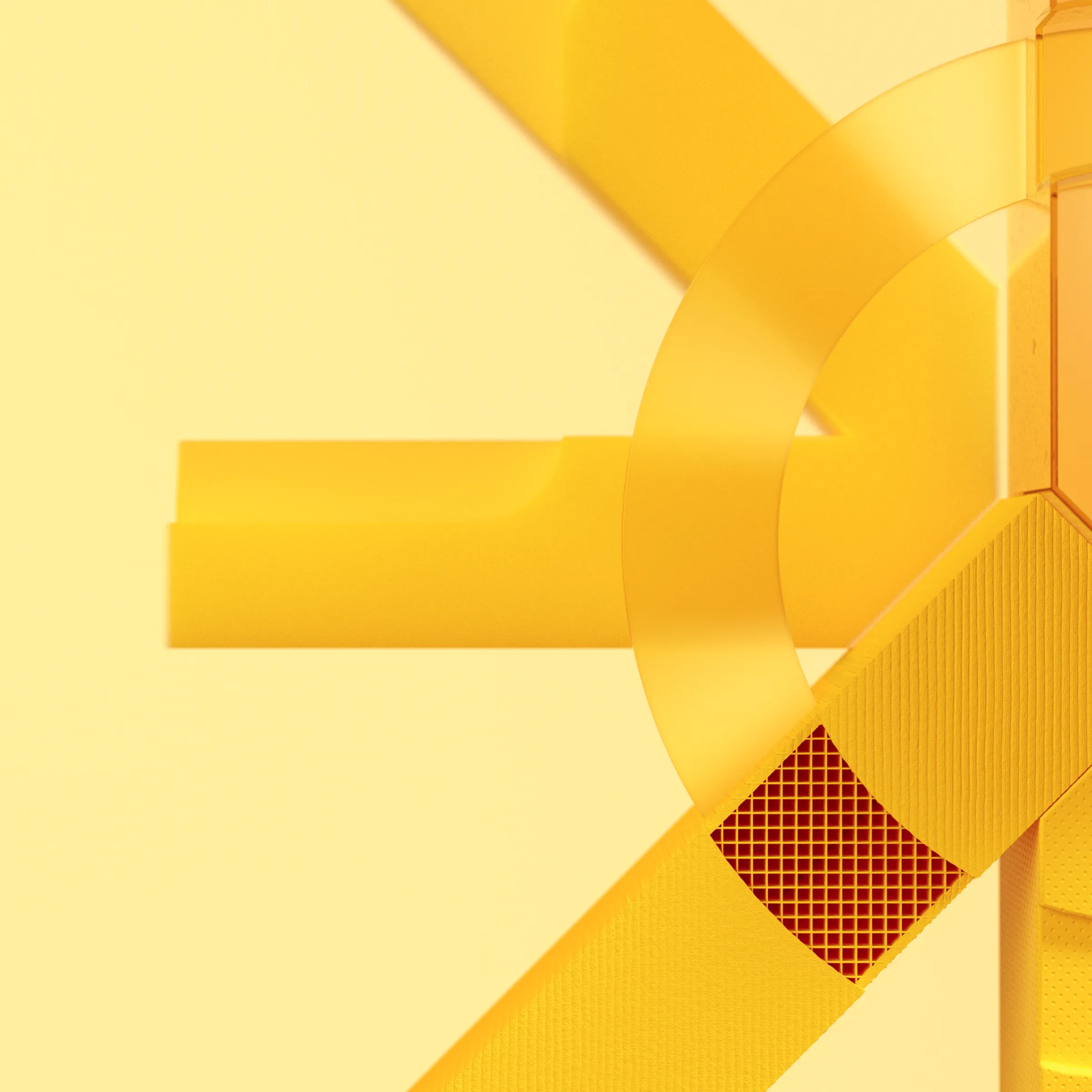 3D render of Zypsy logo — curved yellow bands with crosshatch accent